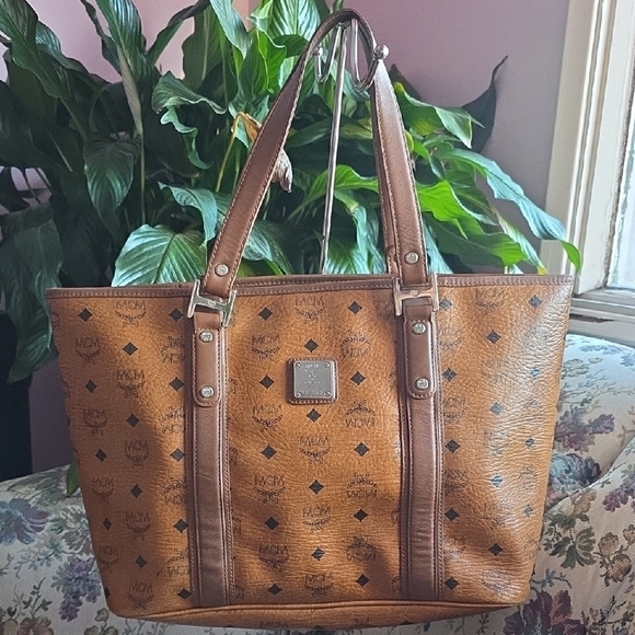 MCM Handbags - MCM Cognac Visetos Tote Bag